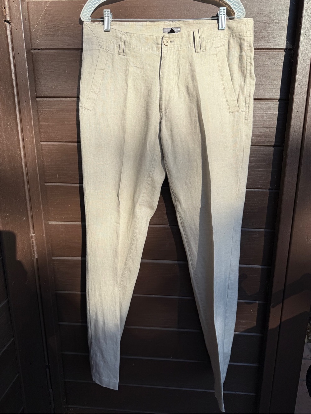 H&M Khaki Beige Linen Suit Pants Beach Wedding 33R